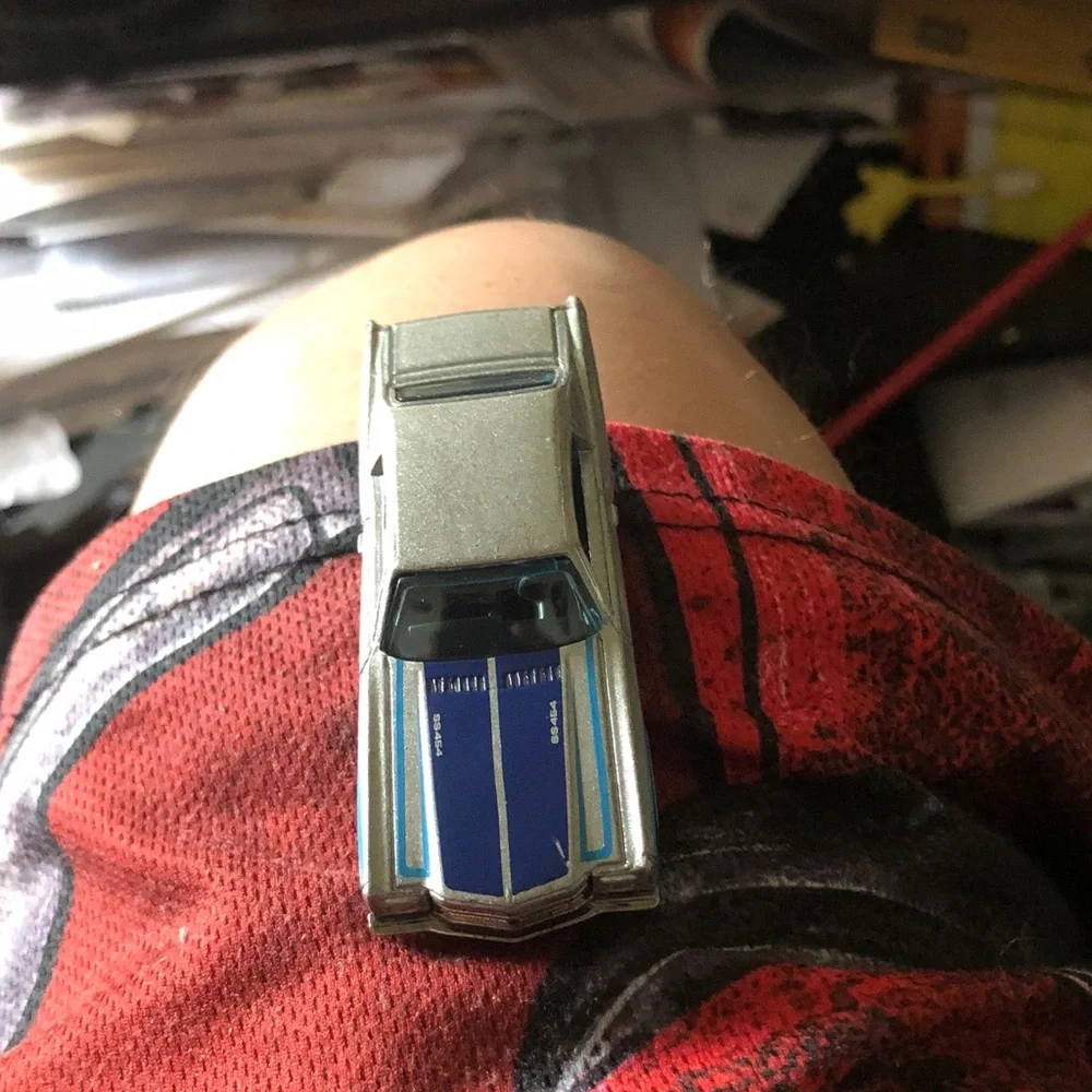 Diecast Toy Car - Silver with Blue Racing Hood